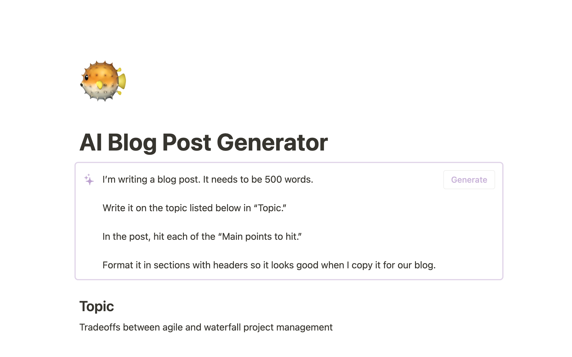 AI for blog post generation